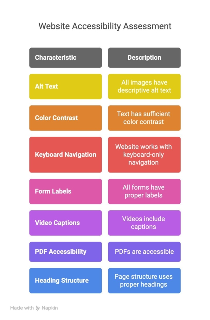 website accessibility assessment checklist