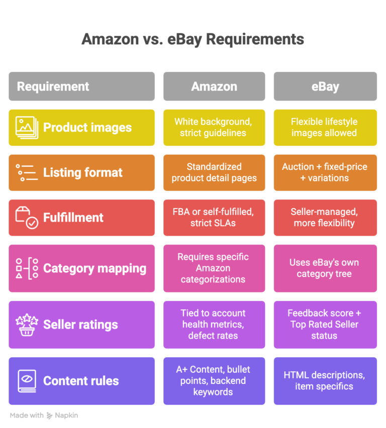 Amazon vs. eBay Requirements