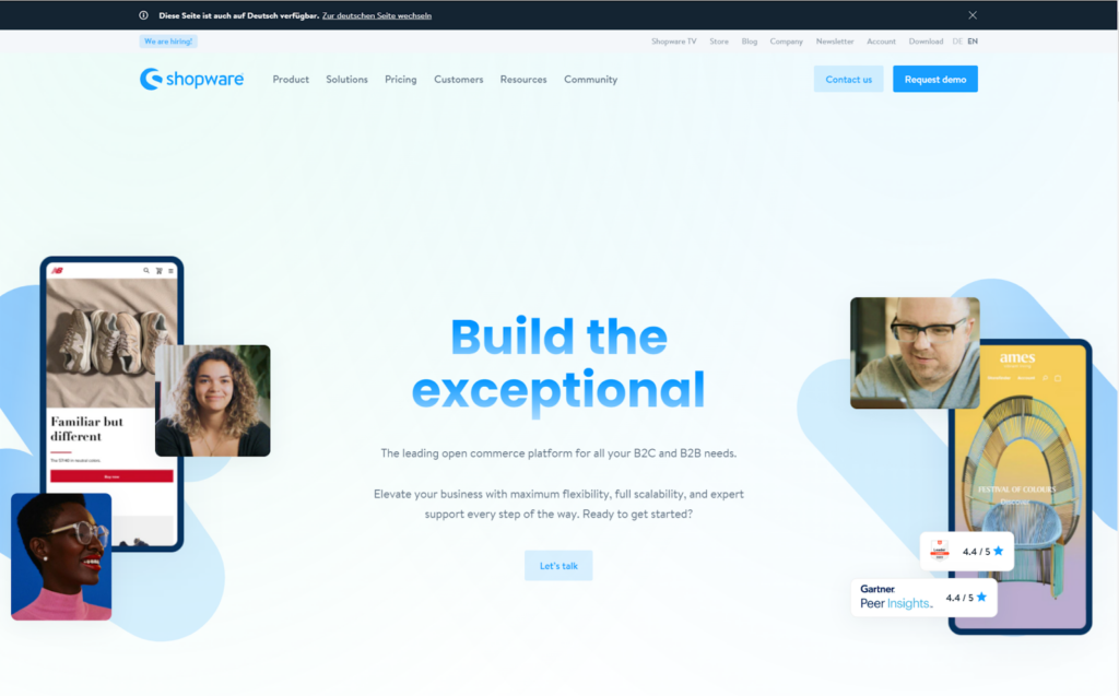 shopware home page