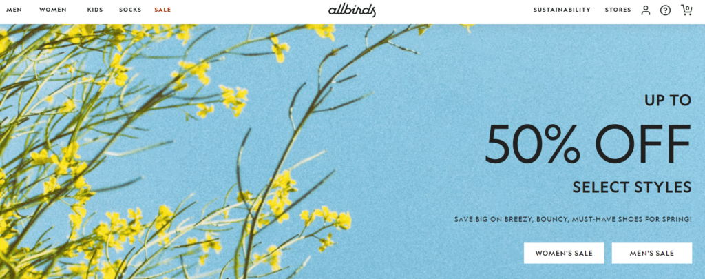 allbirds homepage 