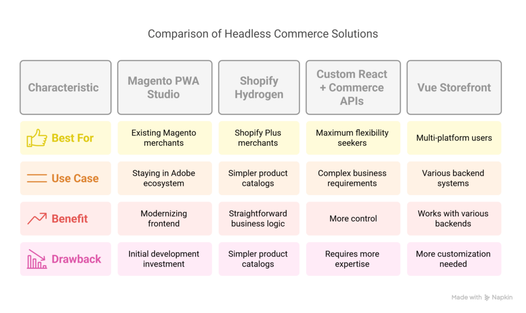 Comparison of headless commerce solutions