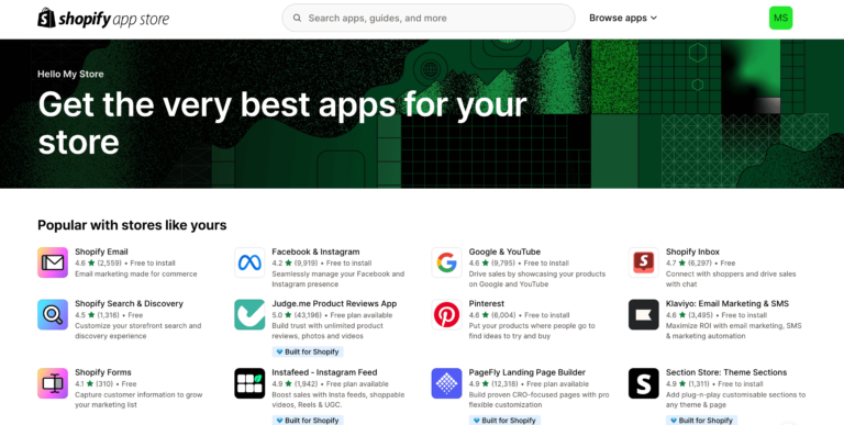 Shopify app store