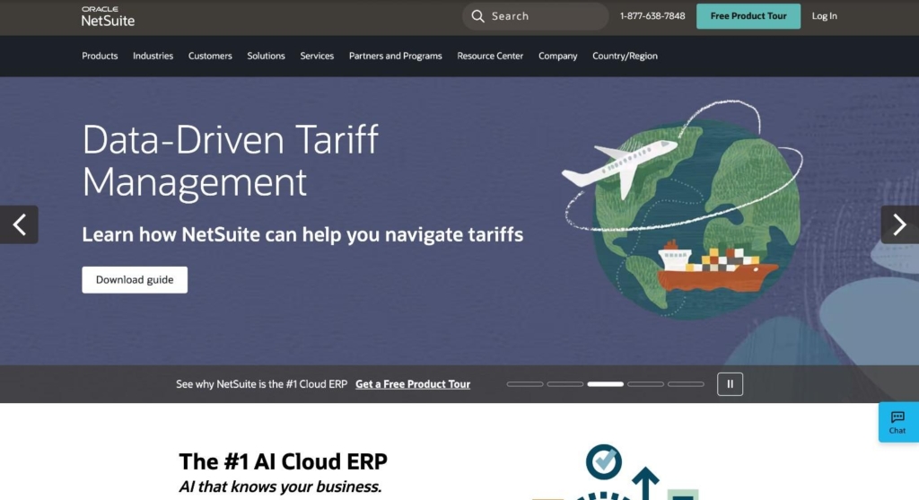 Netsuite ,an ERP tools for remote team management home page view