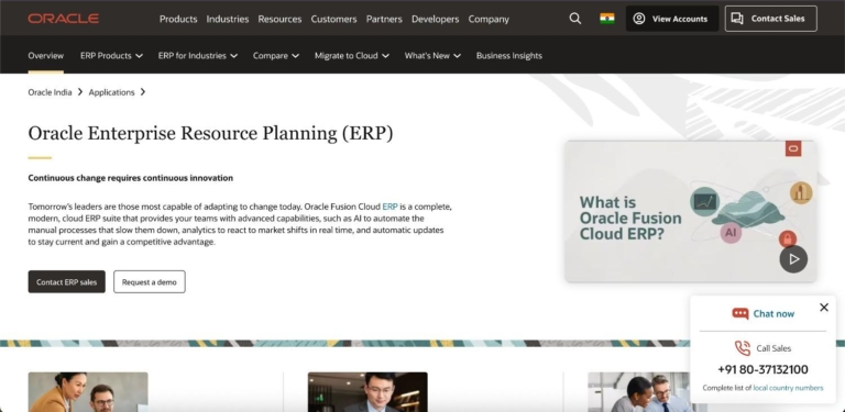 Oracle, an erp for managing remote teams home page view