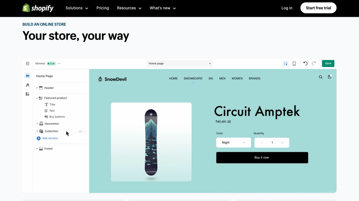 shopify homepage